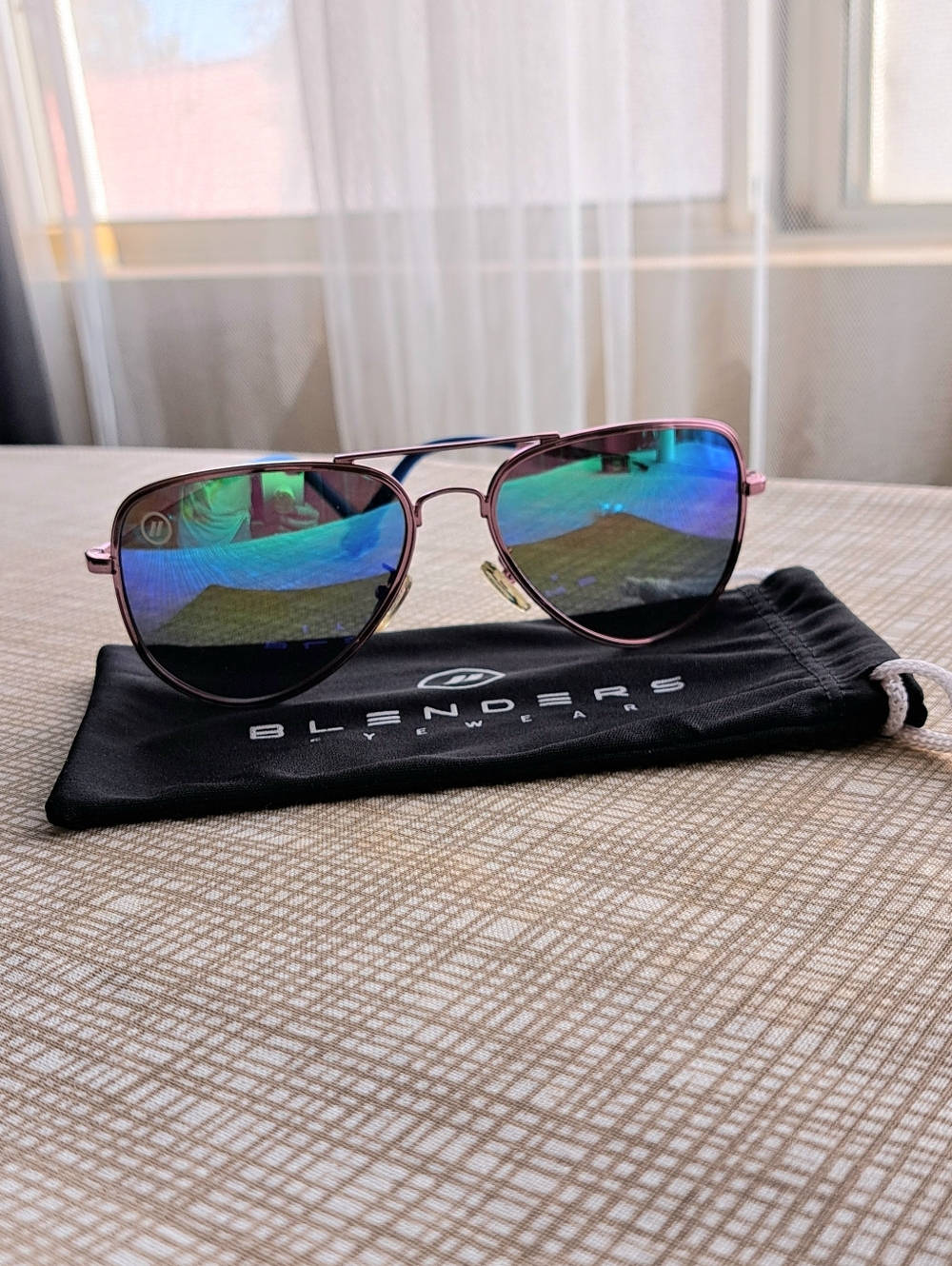 Blenders Aviator Sunglasses in Pink with Mirrored Lenses